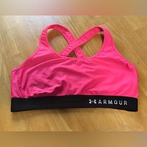 Hot pink Under Armour sports bra.